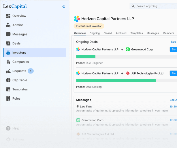 LexCapital investor dashboard